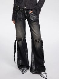 Jeans féminins 2024 style punk y2k streetwear vintage noir baggy empilé pantalon femme drap pantalon pantalon femme