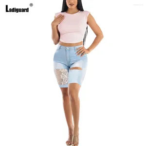 Jeans féminins 2024 Shorts en jean sexy plus taille Femme Patchwork Lace Streetwear High Cut Ladies Pantal Pantal