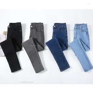 Jeans féminins 2024 Skinny Skinny Femmes Hip Lift Stretch Pantalon Denim Pantalon Soft Soft Soft Female pantalon noir Gris Bleu