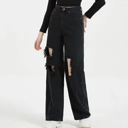 Jean femme 2024 Spot Cross taille haute printemps et automne pantalon droit déchiré