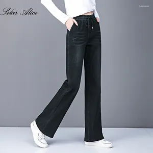 Dames jeans 2024 lente en herfst micro-flare hoog getailleerde slanke fit brede poten broek