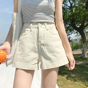 Jeans para mujeres 2024 Primavera Summer High Winist A-Line Shorts Femenino Femenino Retraso Pantalones cortos Damas delgada Color sólido H218