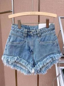 Jeans pour femmes 2024 Printemps Été En Casual Ragged Fringe Denim Shorts Baggy Bleu Pour Femmes Sexy Femmes Vêtements Pantalons Lâches