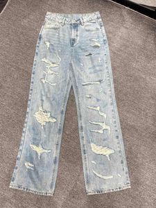 Jeans pour femmes 2024 Printemps Été Femmes Trou Chic Casual Droite Femme Mode Denim Pantalon Ddxgz2 3.15