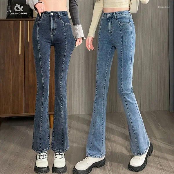 Femme Jeans 2024 Stretch Slim High Taist Slimming Boot Cut For Women Spring and Automne Tolding Bottoms Extension T44