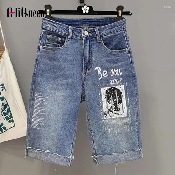 Jeans pour femmes 2024 Femmes d'été Vintage Perce de foret de foret modèle de pantalon brillant pantalon streetwear hauteur
