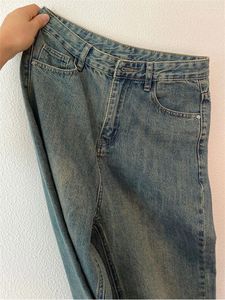 Jeans para mujeres 2024 Vintage Blue Leg Women Mujeres de gran tamaño de la calle Corea Corea pantalones de mezclilla de mezclilla grunge Y2K Hip Hop Pantal