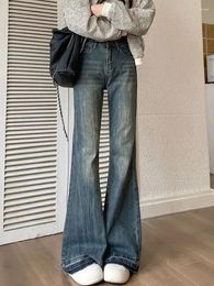 Jeans pour femmes 2024 Vintage taille haute femmes maigre pantalon évasé lavé artisanat fer à cheval à la mode Baggy Slouchy pantalon