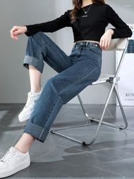 Frauen Jeans 2024 Vintage Frau Y2k Hosen Weibliche Kleidung Streetwear Fashion Denim Gerade Bein