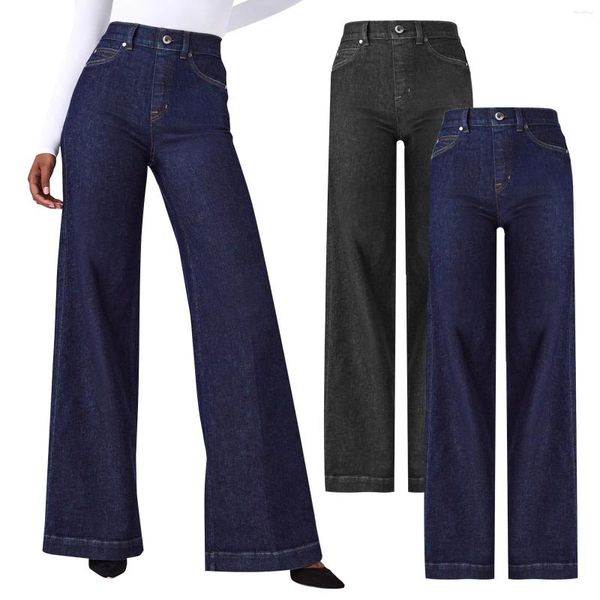 Jeans para mujeres 2024 pierna ancha para mujeres estirando la cintura baja en la cintura