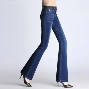 Jeans féminins 2024 Causoul Boot Cut Cut Girls Bell-Bottom Pantmand Brodery Flares Denim Blue Pantalon Taille 26-33
