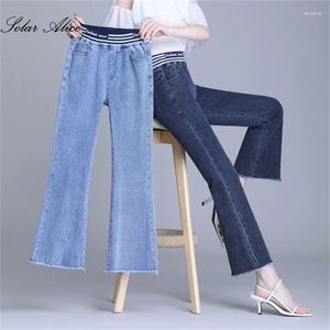 Jeans para mujeres 2024 Pantalones de longitud hasta el tobillo de la cintura elástica de primavera/verano de la cintura de verano