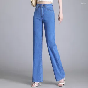 Jeans féminins 2024 Summer Fime Fin High Wide jambe large Pantalon décontracté en vrac
