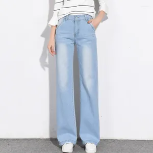 Dames jeans 2024 dames breed poot dames mode full lengte grote rechte broek laars gesneden fakkels denim broek