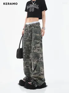 Jeans pour femmes 2024 Femmes Mode Camouflage Lâche Taille Haute Pantalon Cargo Droit Baggy Casual Denim Pantalon Feamle Y2k