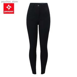 Jeans Femme 2723 Youaxon nouvelle mode coréenne noir taille haute jean court femme extensible Denim déchiré crayon pantalon jean pour femmes vêtements Q230901