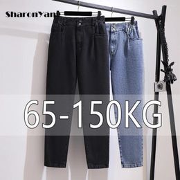 Jeans para mujer 2XL-6XL Novio para mujeres Cintura alta Longitud completa Denim Harem Pantalones Vintage Baggy Mujer Mamá Tamaño grande