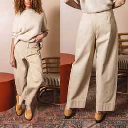 Jeans femme 3 couleurs Simple taille haute décontracté 2023 début automne Double bouton profil pur coton cheville pantalon tout match