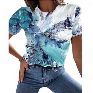 Jeans pour femmes 3D PEINTURATION T-shirt Imprimé paysage 2024 Coucle d'été Round Big Deal