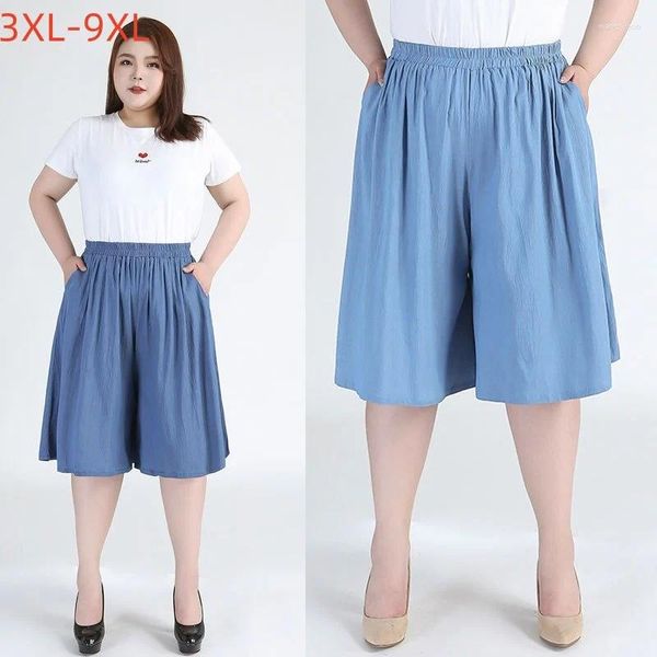 Jeans pour femmes 9xl 8xl 7xl plus taille bleue taille pour les femmes minces d'été 140 kg de jupe élastique rassasiée