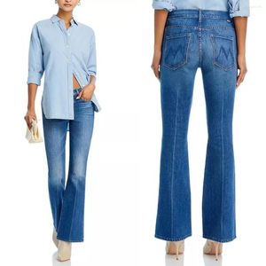 Jeans pour femmes un 2024 au début du printemps ciel bleu haute taille mid line slim fit micro la denim pantalon mo510