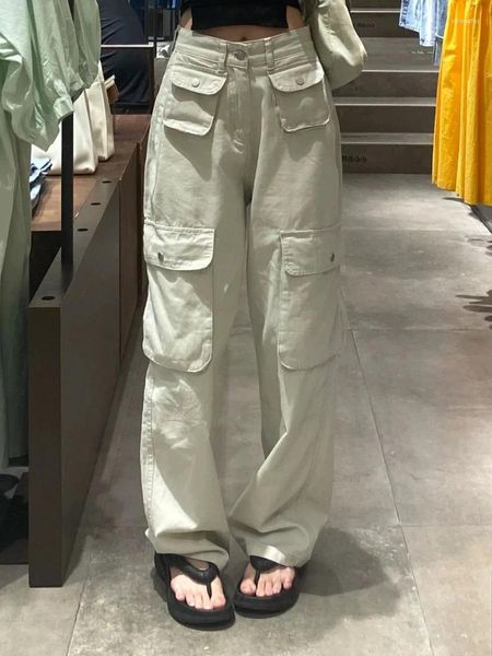 Jeans para mujer Adagirl White Cargo Mujeres Y2K Suelto Vintage Cintura alta Pierna ancha Cleanfit Denim Pantalones Streetwear Causal Kpop Mujer Pantalones