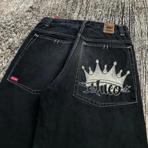 Jeans pour femmes mode esthétique Modèle géométrique vintage décontracté brodé Y2K Baggy 2023 HARAJUKU Gothic Mom Pantal