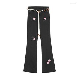 Jeans pour femmes all-match Corset Goth rose étoile évasée femmes Harajuku Y2k Streetwear pantalon Grunge extensible dames pantalon Grayu mode