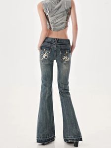 Jeans pour femmes American High Street Spicy Girls Taille basse Femmes Automne Vintage Y2K Design Sense Slim Fit Tube droit Micro Flare Pantalon