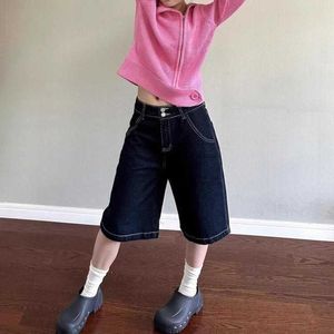 Dames jeans American High Strt retro dames shorts y2k stijl casual losse rechte broek trendy voor H240429