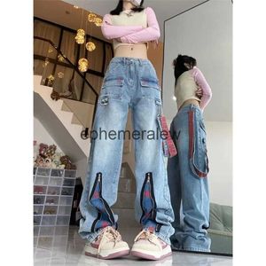 Damesjeans Amerikaans Nieuw Hiphop Recht Retro Rits Star Design Sense Tooling Jeans Y2K Street Dopamine Wijde broek voor heren en damesephemeralew