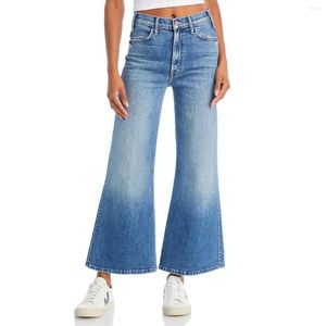 Jeans pour femmes American Imprimé MO Letter Style High-Waist Blue Blue large évasé pour les petites femmes au printemps 2024