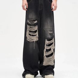 Jeans pour femmes américains restaurer les anciennes voies trouées Y2K pour hommes et streetwear tube droit ample fabriqué à l'ancienne pantalon à jambes larges