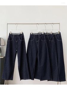 Jeans féminins American rétro Baggy Blue Dark Blue Pantalon de jambe Basic High Taies Pantal