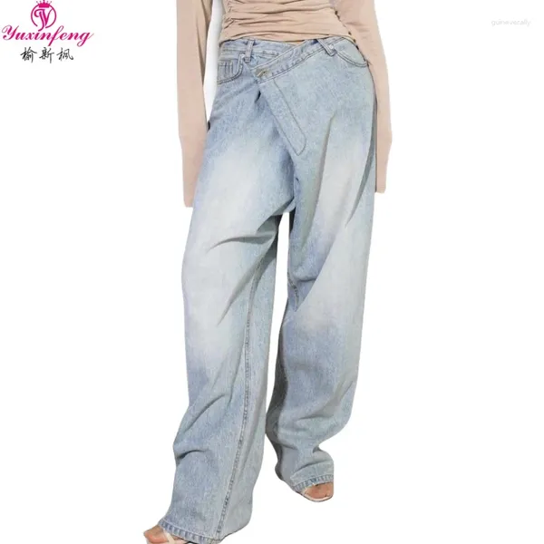 Jeans para mujeres Pantalones holgados retro estadounidenses Mujer azul claro Autumn Summer Diseño de verano