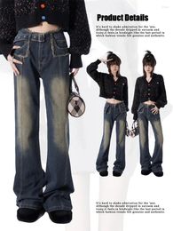 Damesjeans American Retro Commuting Fashion Bell-Bottoms Spicy Girl Style 2024 Slim High Taille Skinny Women veelzijdig in