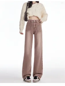 Jean femme rétro américain taille haute Design poche mince Style de rue pantalons décontractés femme taille droite Denim pantalon