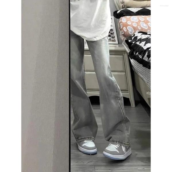 Jeans féminins American rétro Micro-grand-grand femme Summer 2024 pantalon large à lame haute à la rue