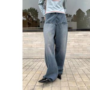 Jeans femme American Retro Personality Poche avant 2023 Spring Street Ins Pantalon ample à jambes larges