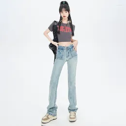 Jeans pour femmes American Retro Spicy Girl High Waist Elastic Slim Fit Micro Flare Trend