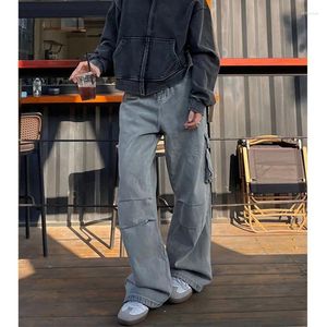 Damesjeans Amerikaanse stijl Vintage gewassen noodlijdende overalls voor mannen en vrouwen Hiphop broek met wijde pijpen Harajuku casual broek