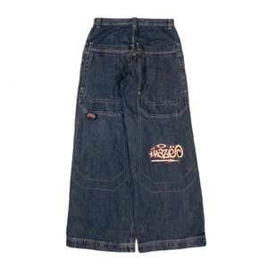 Jeans pour femmes American Y2K Street Apparel Grande poche Lettre imprimée Baggy Pantalon noir gothique jambe large droite 231123