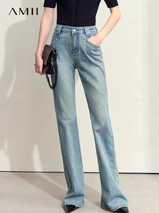 Damesjeans Amii Minimalisme Retro Micro Flare voor vrouwen 2024 Zomerdenims Blue Full Lengte vrouwelijke slanke mode -broek 12442262