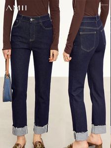 Jeans Femme Amii Minimalisme Femmes 2024 Automne Bureau Lady Mode Slim Casual Coton Élastique Pantalon Longueur Cheville 12323100