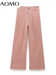Jeans pour femmes aomo 2024 femmes pantalon de jambe large rose pantalon denim