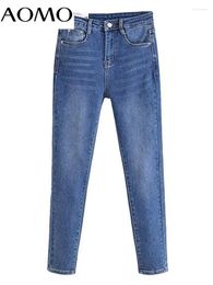 Jeans pour femmes Aomo 2024 Femmes Slim Pantalon Pantalon Poches Pockets Femme SW19A