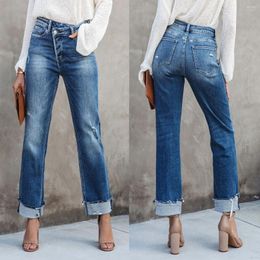 Jeans para mujer Llegadas 2024 Otoño Invierno Ocio urbano Viaje diario Calle Lavado Pantalones de mezclilla de pierna recta
