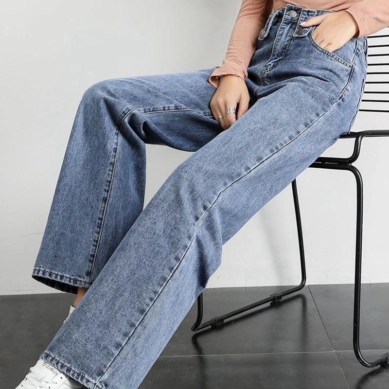سراويل جينز للسيدات الخريف والشتاء الدنيم فضفاضة الساق على نطاق واسع السراويل السراويل نساء سراويل السترة مستقيمة
