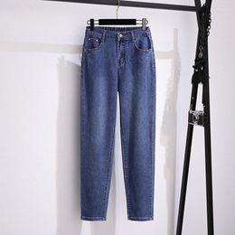 Jeans pour femmes automne et hiver plus grande taille 7xl 6xl 5xl élastique haute taille poche zipper zipper slim jean lâche décontracté.
