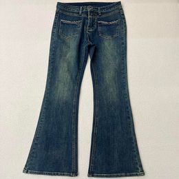 Damesjeans Herfst en winter nieuwe hoogwaardige broek in zoete meisjesstijl, stof van zachte micro-elastische micro-gescheurde jeans met zakketting